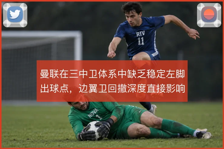 曼联在三中卫体系中缺乏稳定左脚出球点，边翼卫回撤深度直接影响推进效率